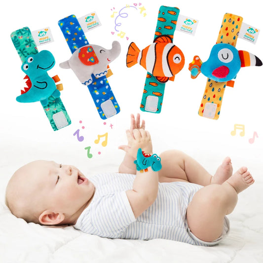 Plush Animal Baby Rattle Soft Sensory Wrist Toy for Newborns 0–12M