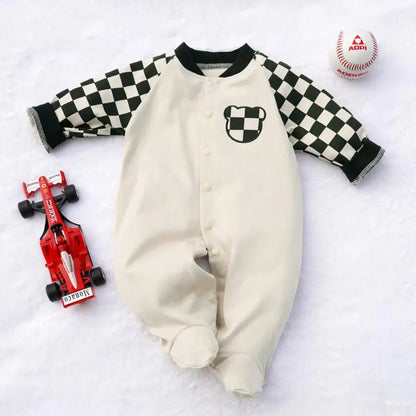 Baby Newborn Coverall Baseball Style Cotton Romper