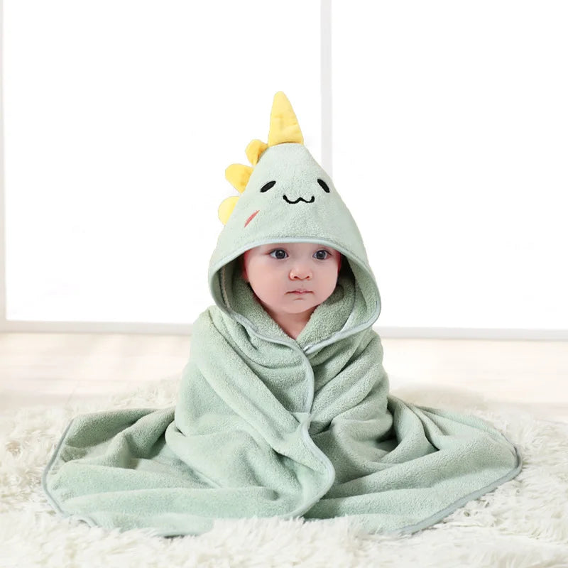 Toddler Bathrobe Hooded Infant Swaddle Coral Fleece Towel Blanket