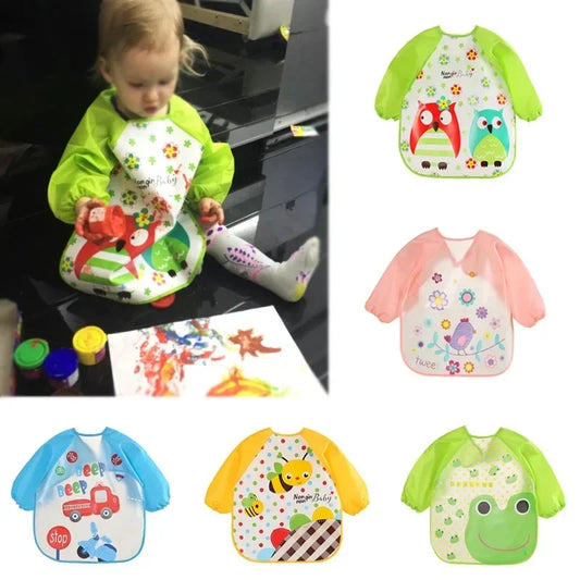 0-3 Years Baby EVA Waterproof Long Sleeve Feeding Bib Cartoon Pattern