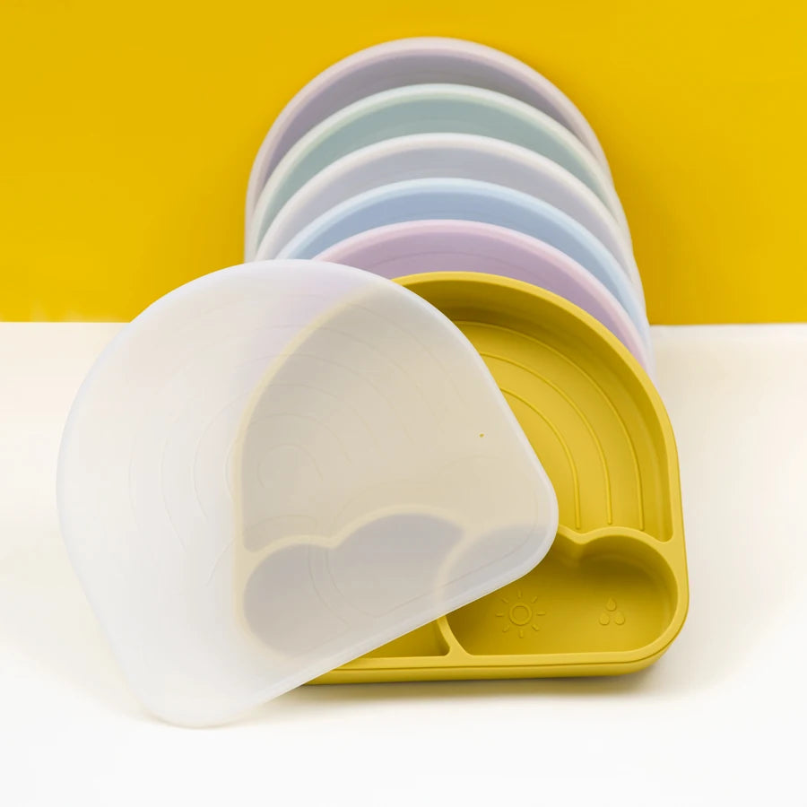 Baby Plate with Sucker Kids Feeding Bowl Cartoon Waterproof Tableware