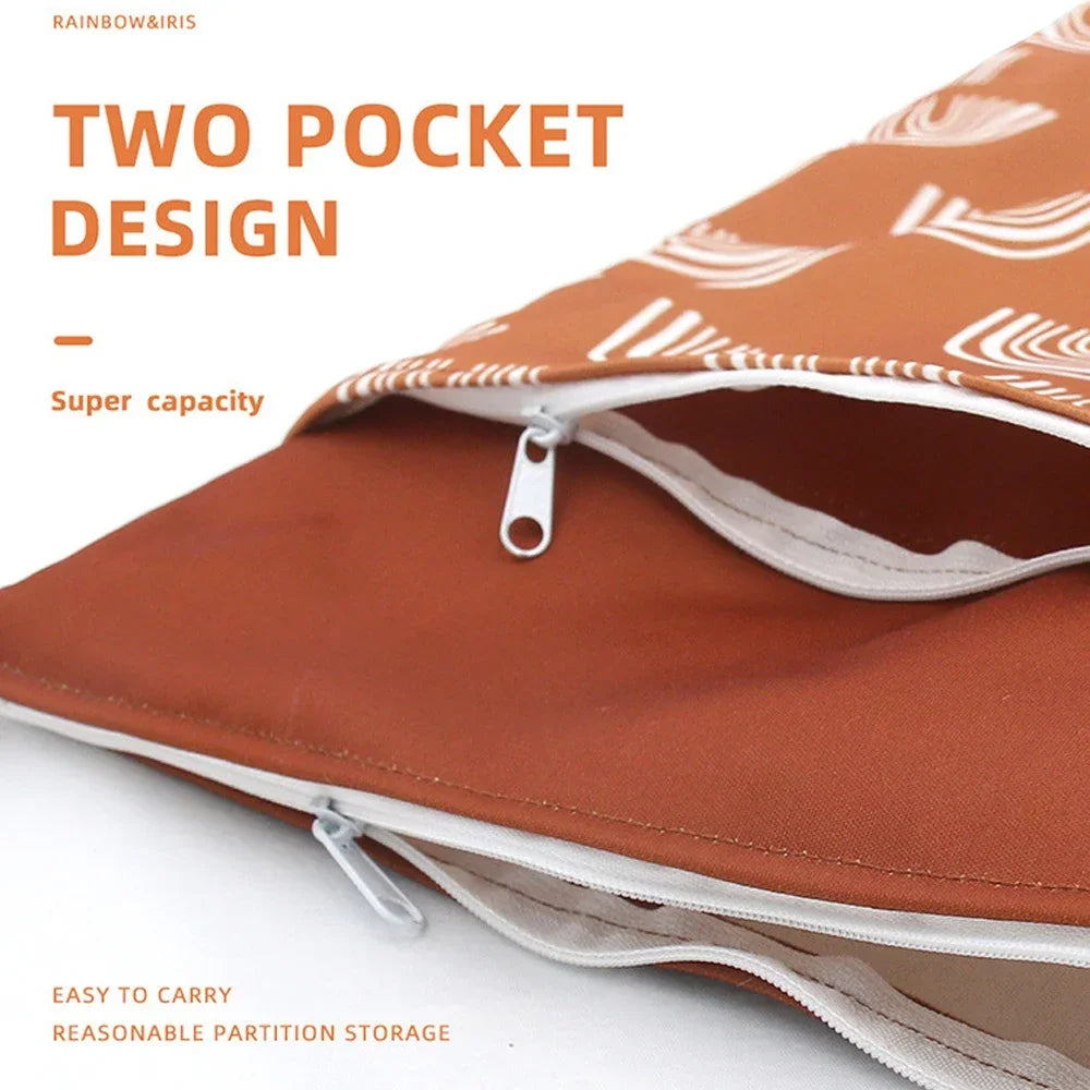 Large Capacity Waterproof Baby Diaper Bag with Zippered Stroller Pouch