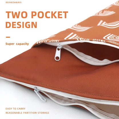 Large Capacity Waterproof Baby Diaper Bag with Zippered Stroller Pouch