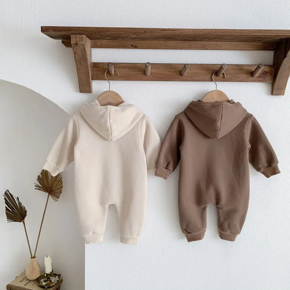 Winter Baby Romper Boys Girls Cotton Cartoon Bear Bodysuit 0-24M