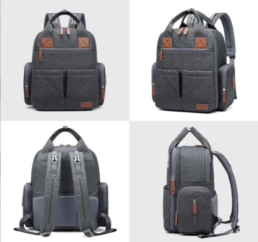 Large Capacity Waterproof Diaper Backpack Multi-Functional Mom Bag