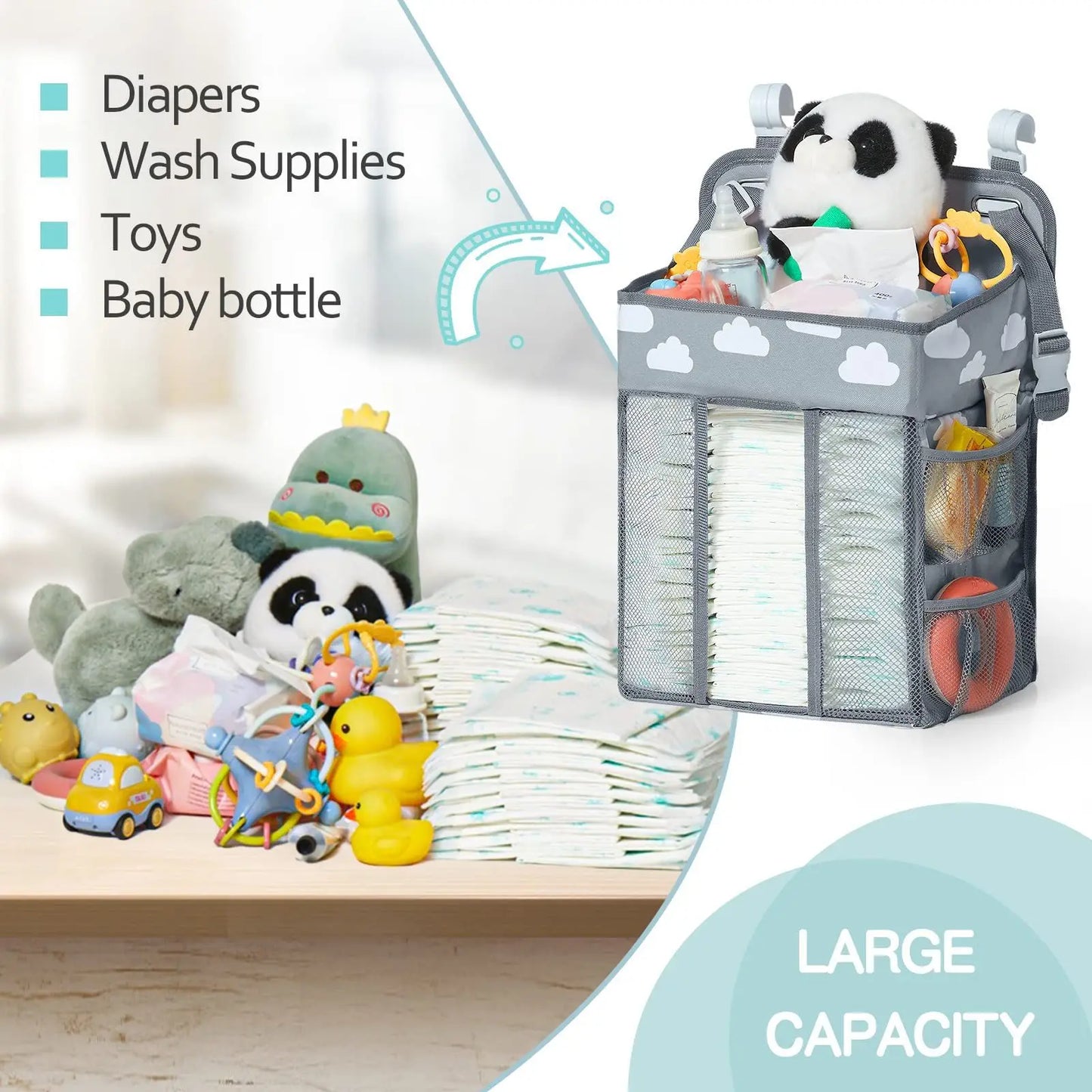 Baby Crib Hanging Diaper Organizer for Newborns and Infants