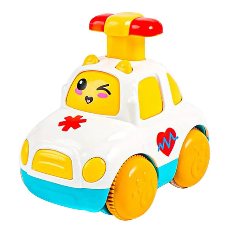 Baby Friction Car Toy 6-12 Months Soft Rubber Push & Go Roll Vehicle Rattle Gift