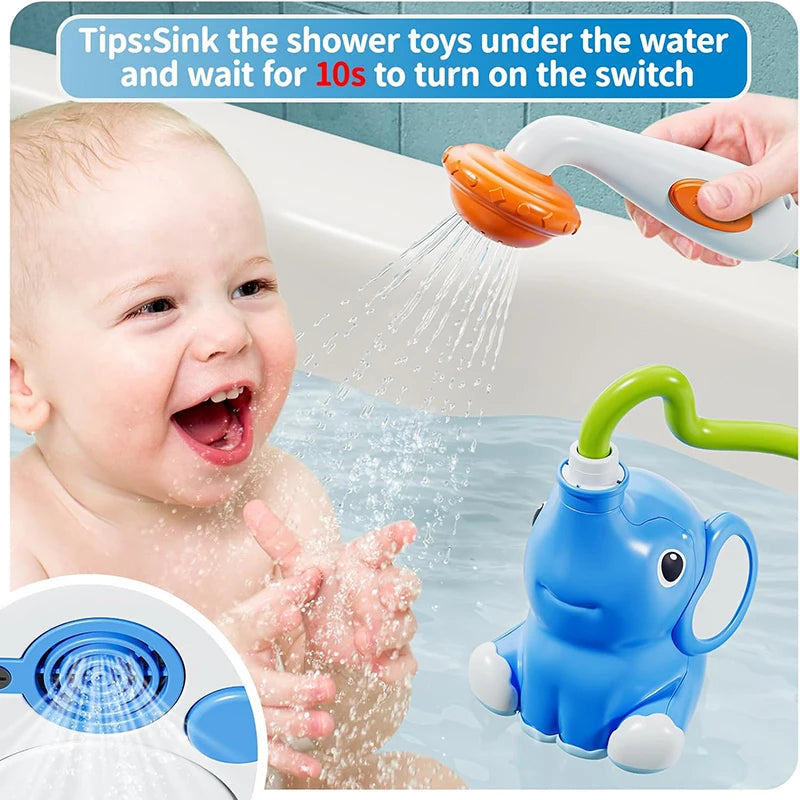 Elephant Baby Bath Shower Head Toy with Water Pump