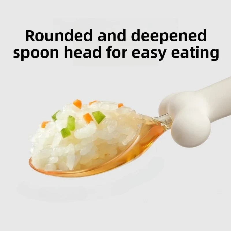 Baby Training Spoon & Fork Set Flexible Self-Feeding Utensils