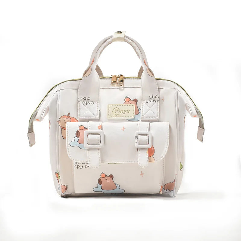 Cartoon Capybara Mommy Diaper Bag Lightweight Portable Baby Care Backpack