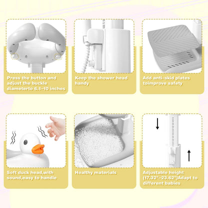 Baby Standing Bath Maker Portable Shower Stand Baby Bath Support Hands-Free