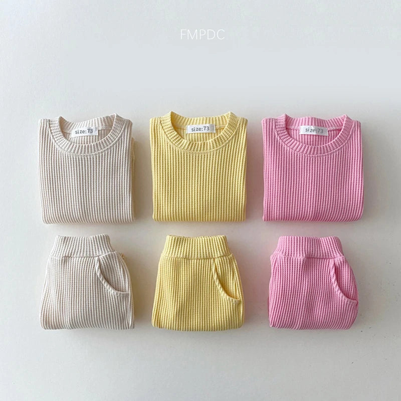 Baby Girls Autumn Cotton Knitting 2PCS Set Tops + Pants Kids Tracksuit
