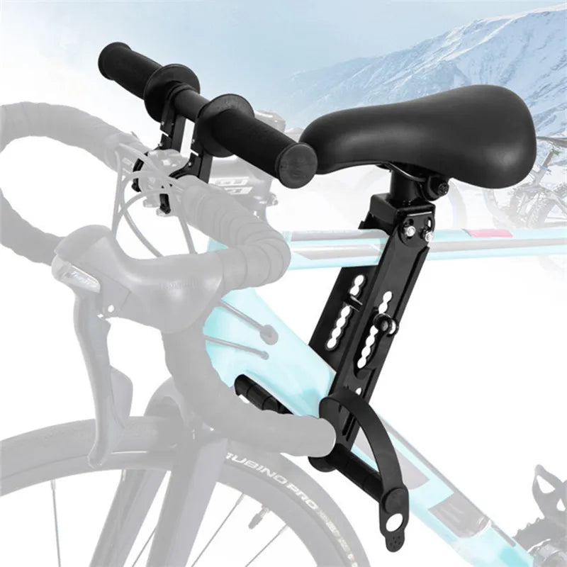 Bicycle Front Frame Baby Seat Adjustable Safety Saddle with Pedals