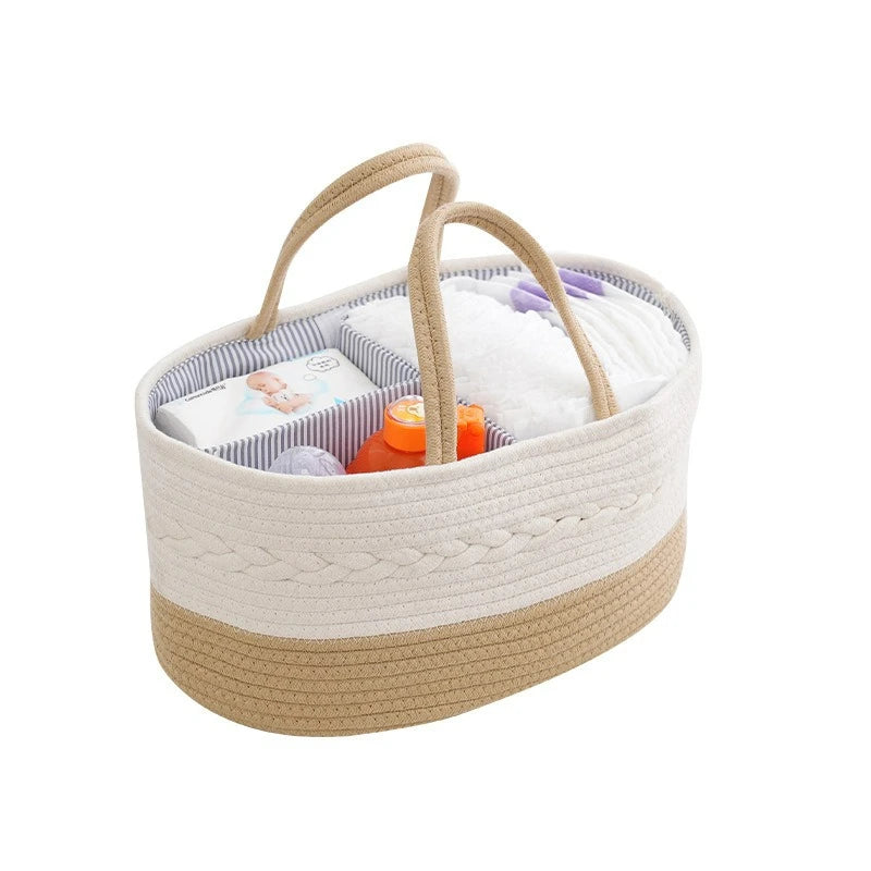 Baby Supplies Storage Basket Portable Divided Organizer for Bottles and Diapers