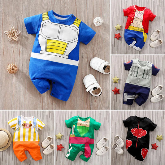 Newborn Anime Cotton Jumpsuit Soft Summer Short Sleeve Baby Romper 0-18 Months
