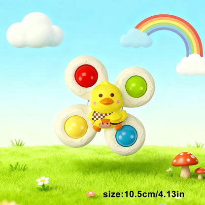 Baby Bath Toys Cartoon Suction Rattle Spinner Educational Fun Gifts