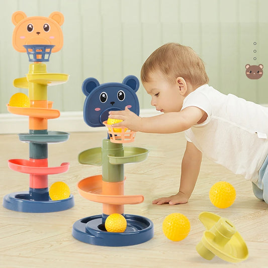 Montessori Baby Rolling Ball Track Toy 0-36M Early Education Sensory Game