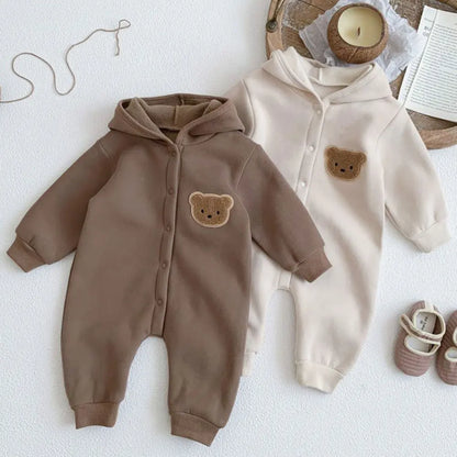 Winter Baby Romper Boys Girls Cotton Cartoon Bear Bodysuit 0-24M