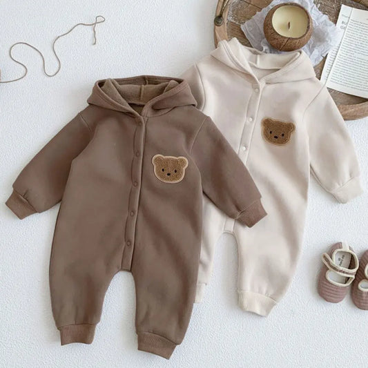 Winter Baby Romper Boys Girls Cotton Cartoon Bear Bodysuit 0-24M