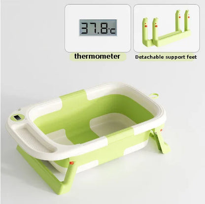 Baby Bathtub with Soft Cushion & Thermometer Newborn to Toddler 0-36 Months