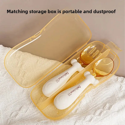 Baby Training Spoon & Fork Set Flexible Self-Feeding Utensils