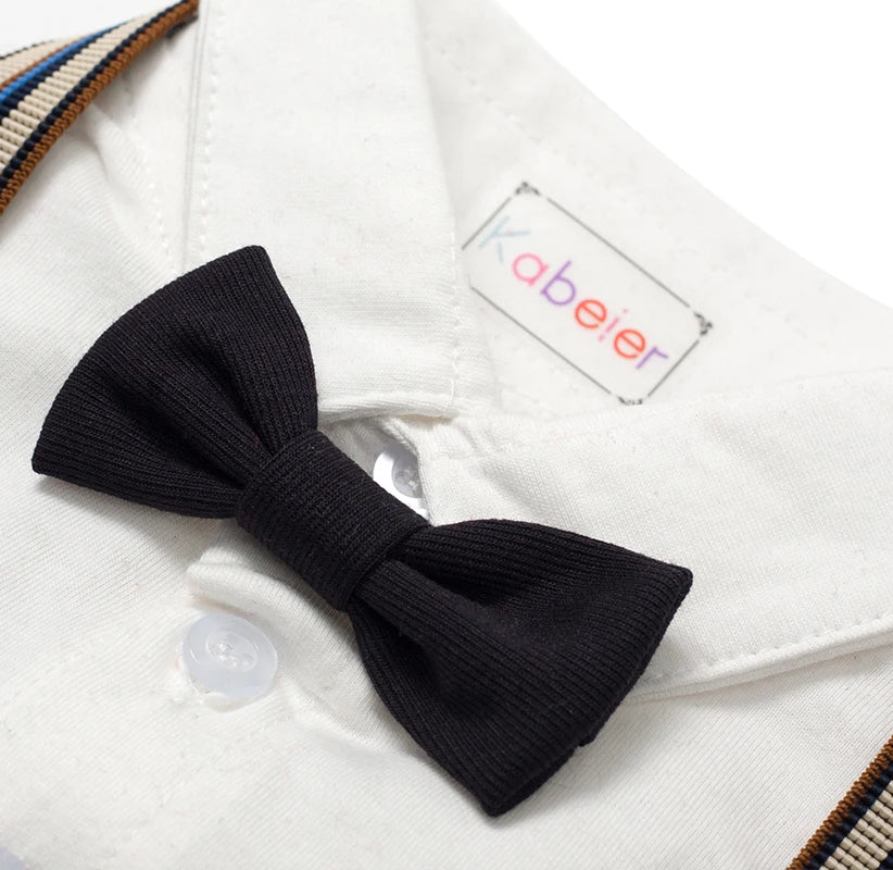 Newborn Boy Formal Clothes Set Romper Hat Vest Long Sleeve Jumpsuit