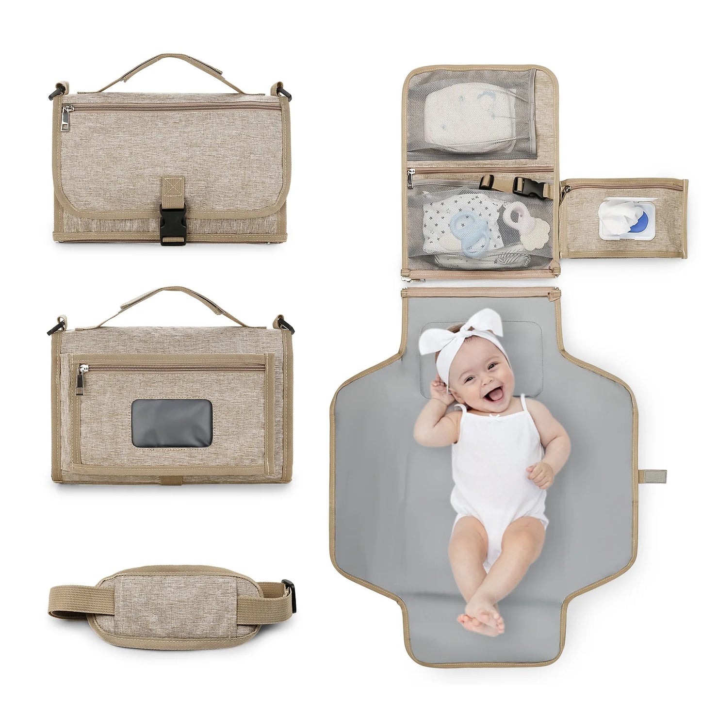 3-in-1 Portable Baby Diaper Changing Pad Waterproof Travel Bag