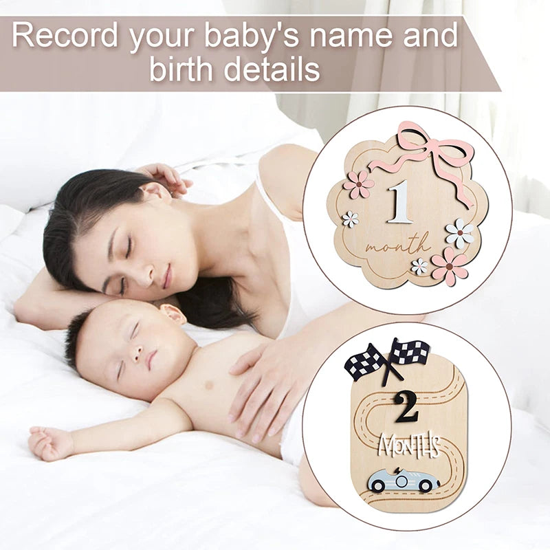 Baby Announcement Sign Wooden Hello World Personalized Birth Plaque