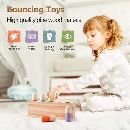 Wooden Baby Jumping Toy Little Man Color Coordination Hand Foot Skills