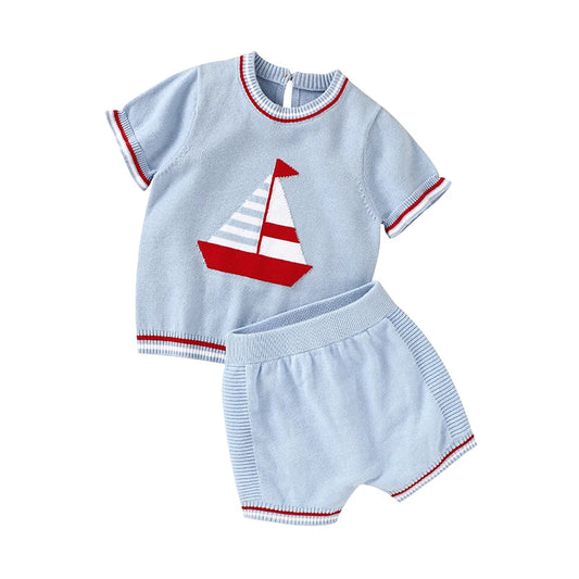 Baby Clothes Set 0-18M Boys Summer Top+Shorts Newborn Toddler