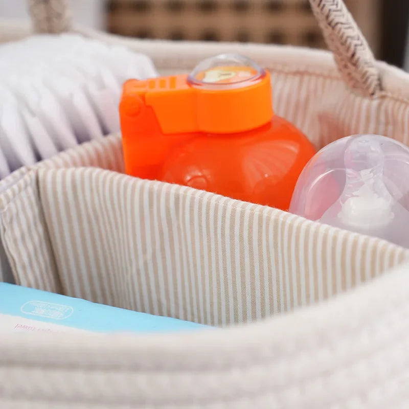 Cotton Rope Baby Diaper Storage Basket & Nursery Organizer