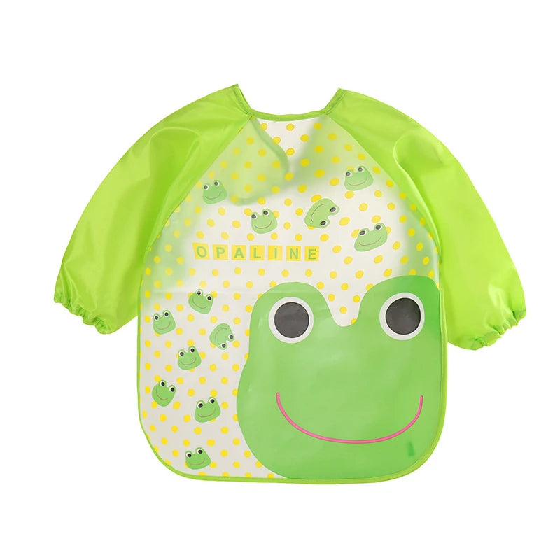 0-3 Years Baby EVA Waterproof Long Sleeve Feeding Bib Cartoon Pattern
