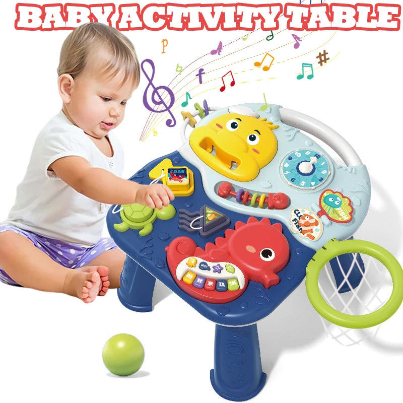 Baby Musical Activity Table Sensory Learning Toy Educational Play Center