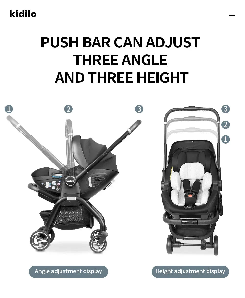 3-in-1 Baby Safety Stroller Two-Way Newborn Car Seat Portable Baby Stroller for 0-2 Years