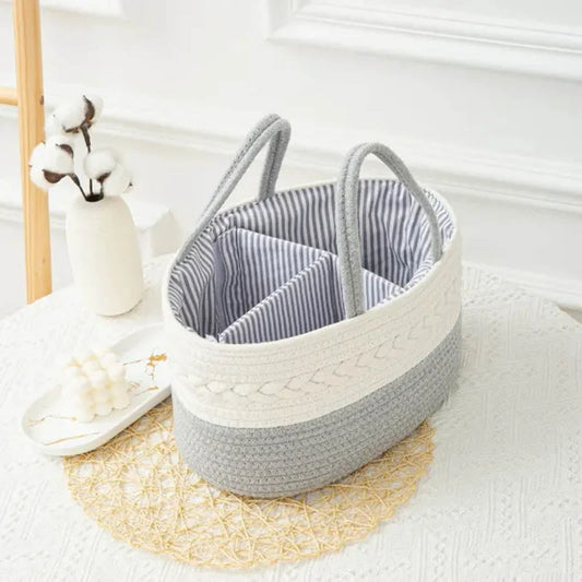 Baby Supplies Storage Basket Portable Divided Organizer for Bottles and Diapers