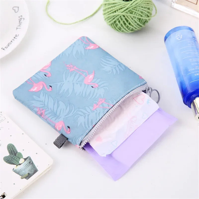 Cartoon Girls Diaper and Sanitary Storage Makeup Coin Jewelry Bag