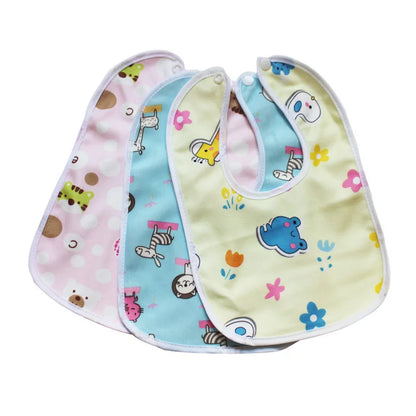 Double Layer Baby Cartoon Waterproof Bib Soft Crystal Velvet Saliva Towel