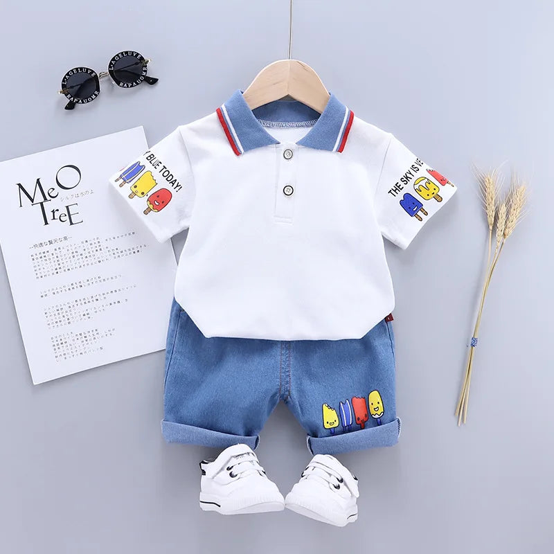 Baby Boy Summer Outfit Set T-shirt + Shorts Cute Cartoon Toddler Clothing Set