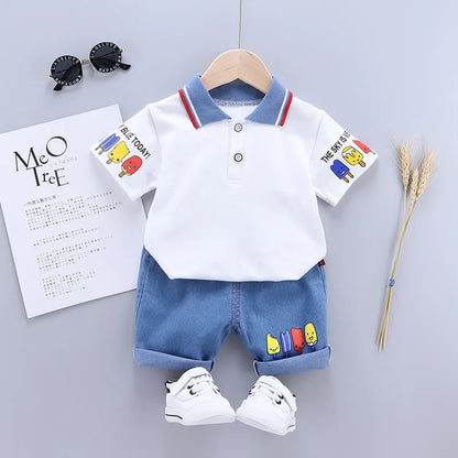 Baby Boy Summer Outfit Set T-shirt + Shorts Cute Cartoon Toddler Clothing Set