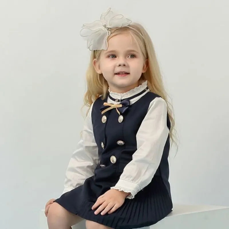 Baby Girl Clothes Set 2PCS Shirt Vest Dress Toddler School Uniform 1-7Y