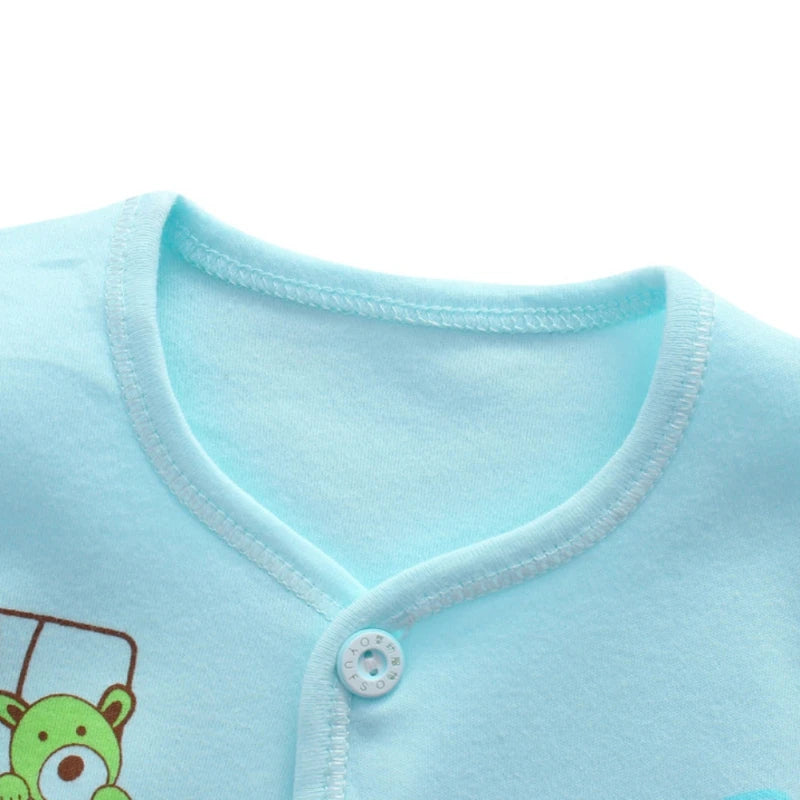 Newborn Baby Clothing Set Tops Pants Bib Hat Cotton Cartoon Print 0-3 Months