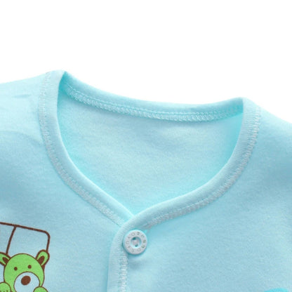 Newborn Baby Clothing Set Tops Pants Bib Hat Cotton Cartoon Print 0-3 Months