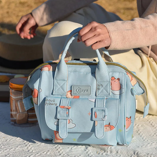 Cartoon Capybara Mommy Diaper Bag Lightweight Portable Baby Care Backpack