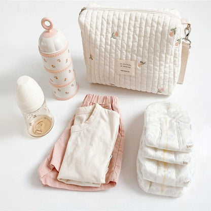 Portable Quilted Stroller Baby Diaper Caddy Organizer Bag