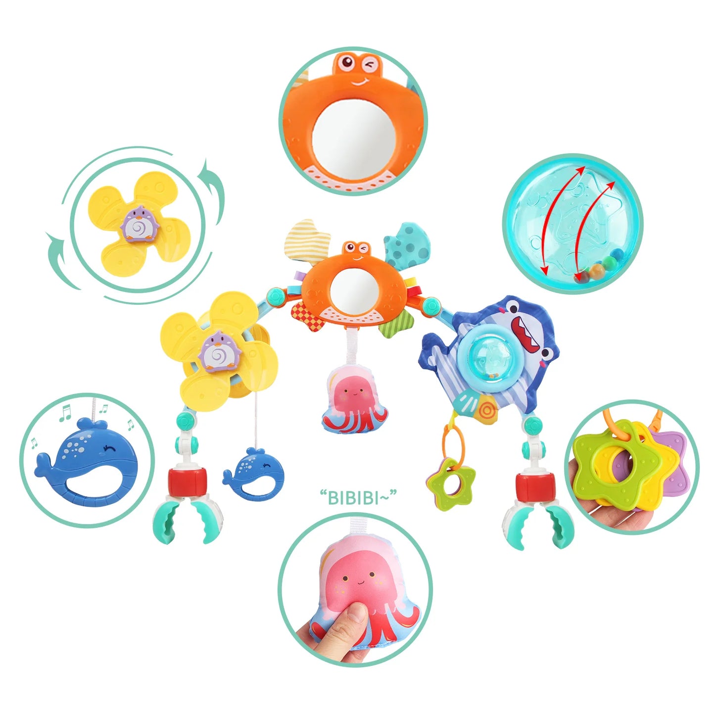 Baby Stroller Activity Arch Toy Sensory Development Pram Toy