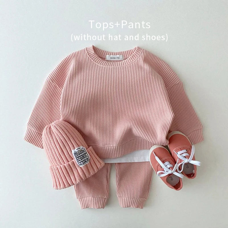 Baby Girls Autumn Cotton Knitting 2PCS Set Tops + Pants Kids Tracksuit