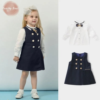 Baby Girl Clothes Set 2PCS Shirt Vest Dress Toddler School Uniform 1-7Y