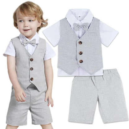 Baby Boy 3PCS Wedding Party Suit Set Cotton Toddler Outfit