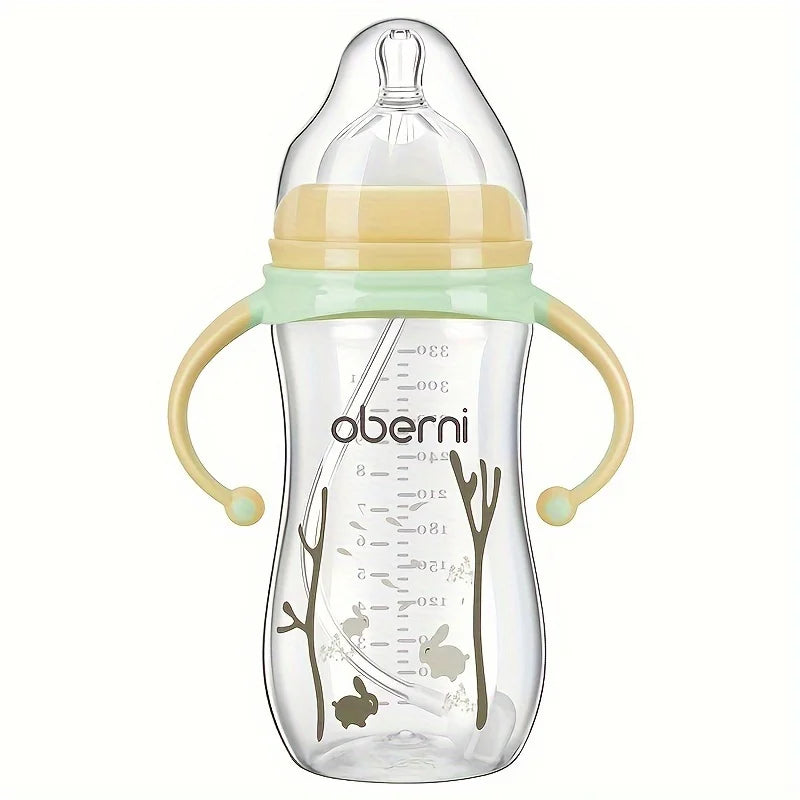 Baby Bottle with Handle Anti-Drop Soft Nipple Feeding Sippy Bottle