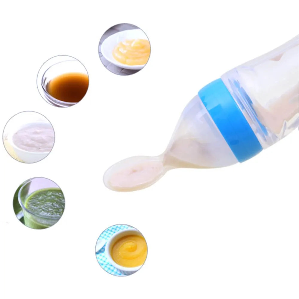 Baby Feeding Bottle Silicone Squeeze Spoon Feeder